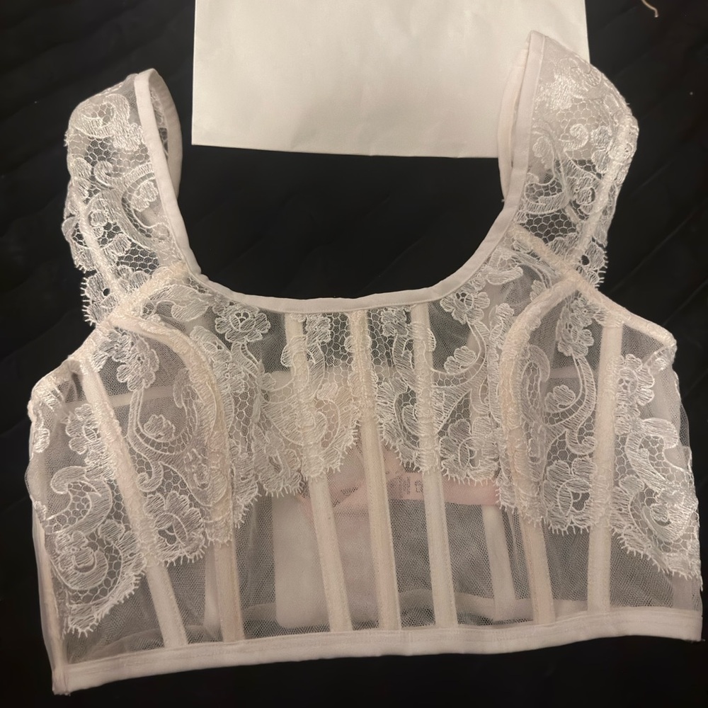 Victoria's Secret Sheer Lace Bralette in Cream